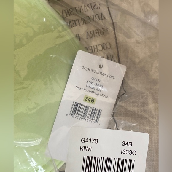 On Gossamer Next to Nothing Micro T-Shirt Underwire Bra- Kiwi - Picture 11 of 12